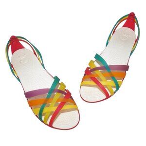 CROCS Multicolor Strappy Jelly Sandals - Red, Yellow, Green, Purple, Orange